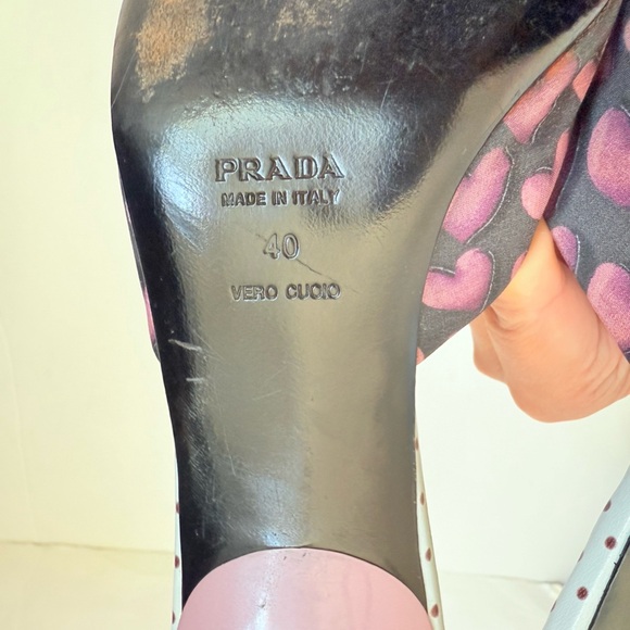 Prada Vintage Black Pink Heart print square toe slide mule sandals EU 40 - Picture 9 of 9